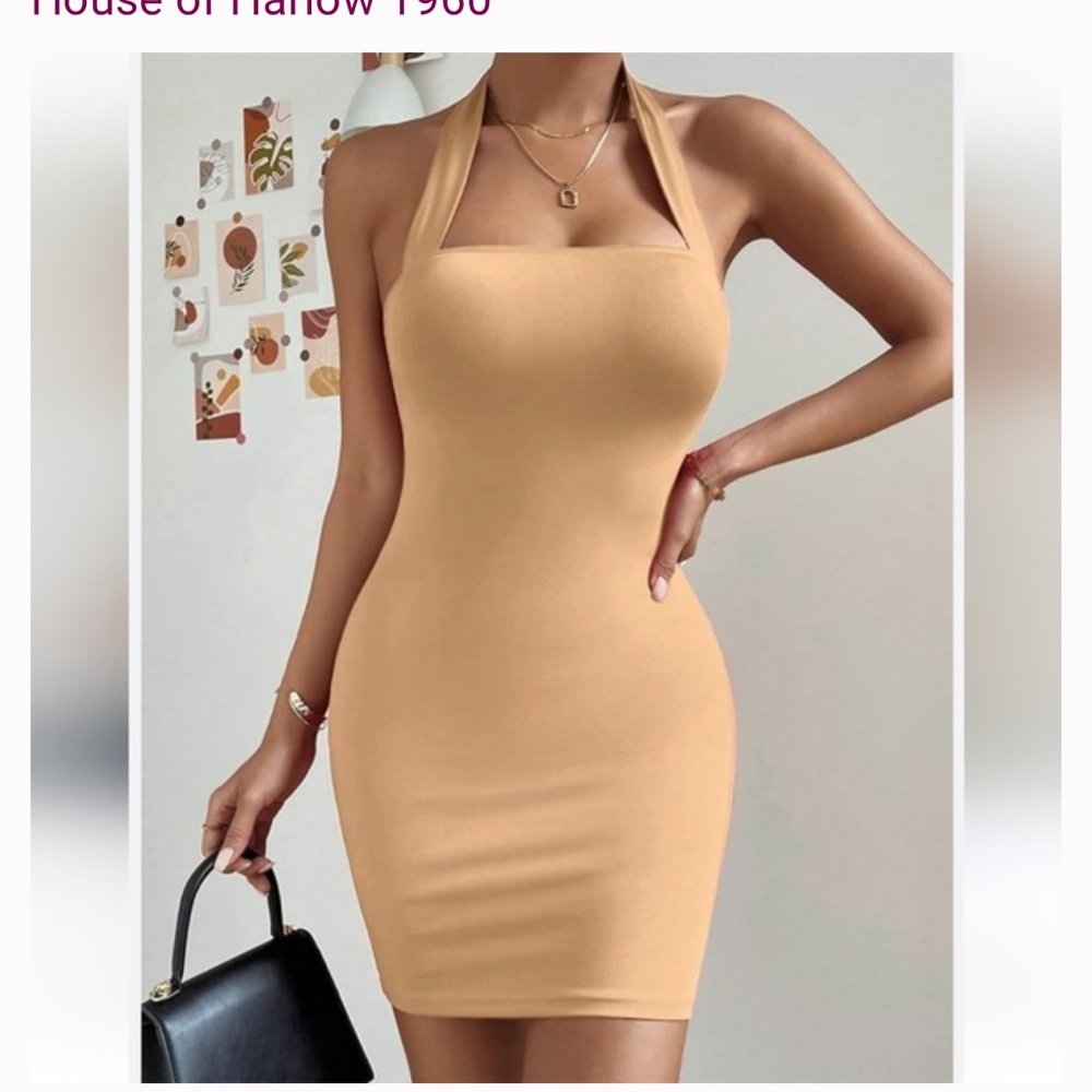 House of Harlow 1960 Peach Bodycon Bandage Dress Size Small